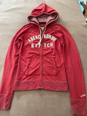 Y2K Vintage Abercrombie & Fitch Red Hoodie Jacket Medium